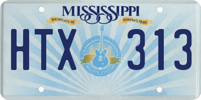 MS license plate HTX313