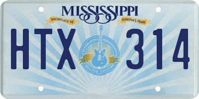 MS license plate HTX314