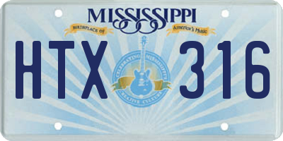 MS license plate HTX316