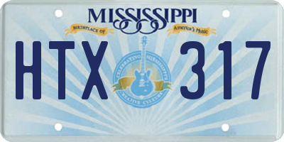 MS license plate HTX317