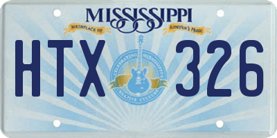 MS license plate HTX326