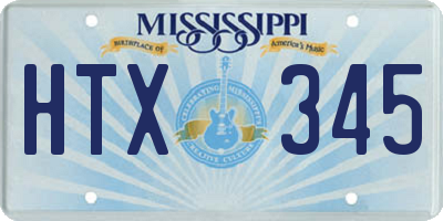 MS license plate HTX345