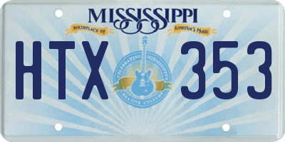 MS license plate HTX353