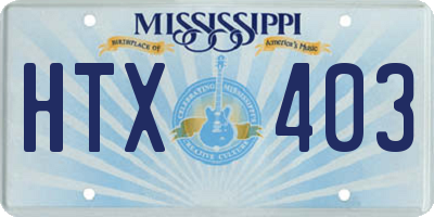 MS license plate HTX403