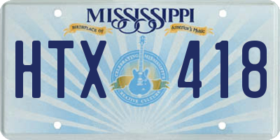 MS license plate HTX418