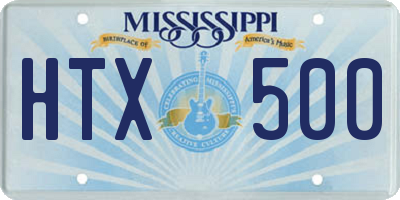 MS license plate HTX500