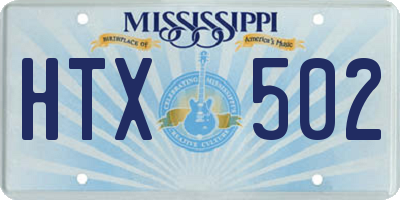 MS license plate HTX502