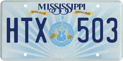 MS license plate HTX503