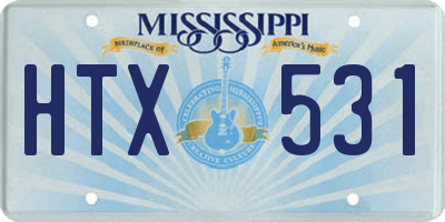 MS license plate HTX531