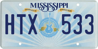 MS license plate HTX533