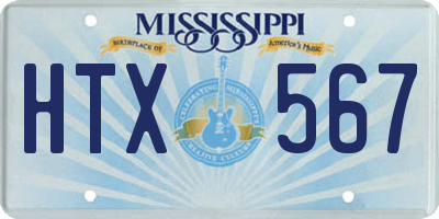 MS license plate HTX567