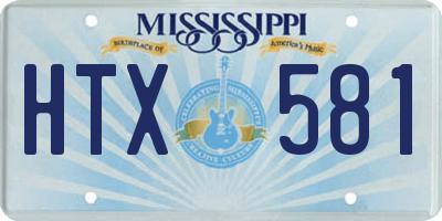 MS license plate HTX581