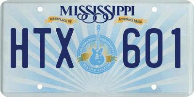 MS license plate HTX601