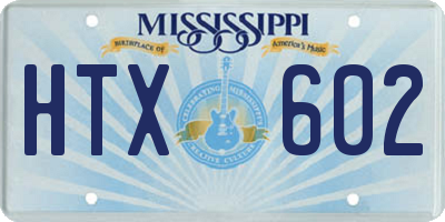 MS license plate HTX602