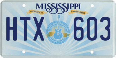 MS license plate HTX603