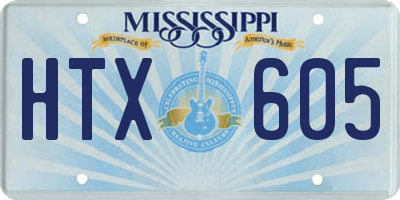 MS license plate HTX605