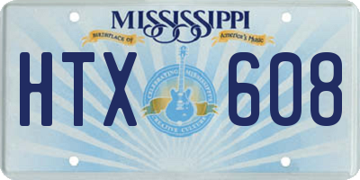 MS license plate HTX608