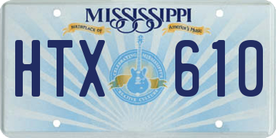 MS license plate HTX610