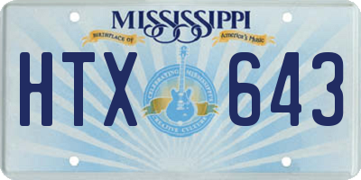 MS license plate HTX643