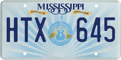 MS license plate HTX645
