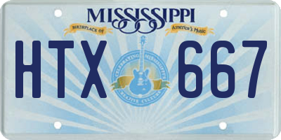 MS license plate HTX667
