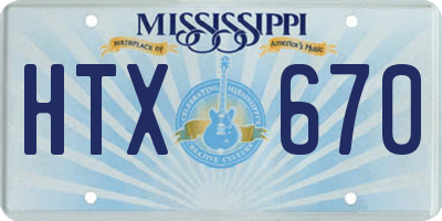 MS license plate HTX670