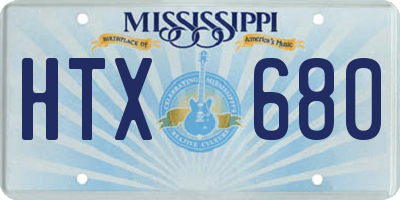 MS license plate HTX680