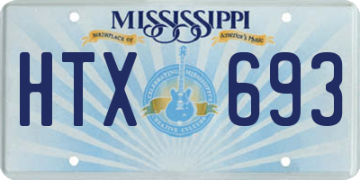 MS license plate HTX693