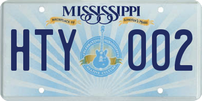 MS license plate HTY002
