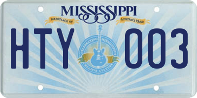 MS license plate HTY003