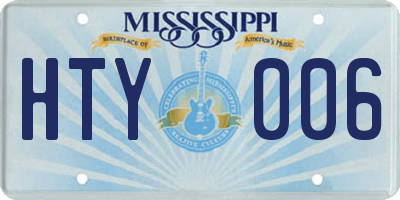 MS license plate HTY006