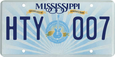 MS license plate HTY007