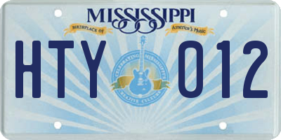 MS license plate HTY012