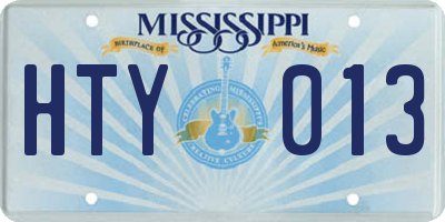 MS license plate HTY013
