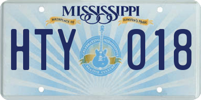 MS license plate HTY018