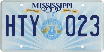 MS license plate HTY023