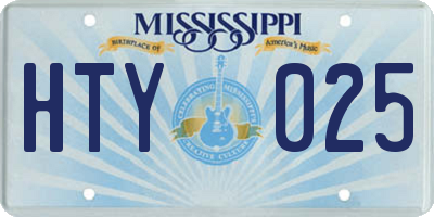 MS license plate HTY025