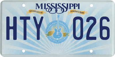 MS license plate HTY026