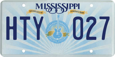 MS license plate HTY027