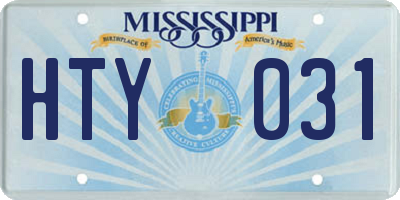 MS license plate HTY031