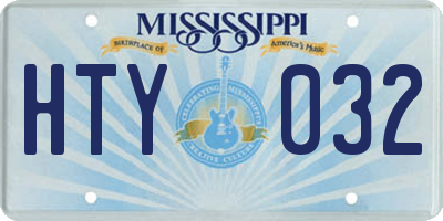 MS license plate HTY032