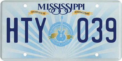 MS license plate HTY039