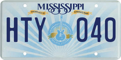 MS license plate HTY040