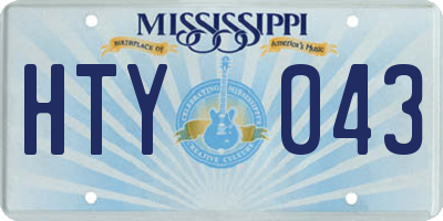 MS license plate HTY043