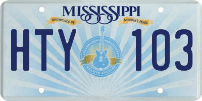 MS license plate HTY103