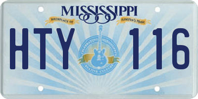 MS license plate HTY116