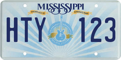 MS license plate HTY123