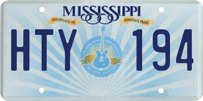 MS license plate HTY194