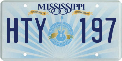 MS license plate HTY197