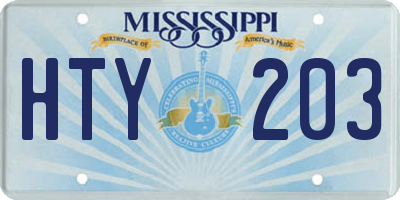 MS license plate HTY203